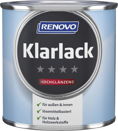 RENOVO Klarlack für Holz, transparent, hochglänzend, lösungsmittelbasiert, wetterfest und lebensmittelecht - Bild 1