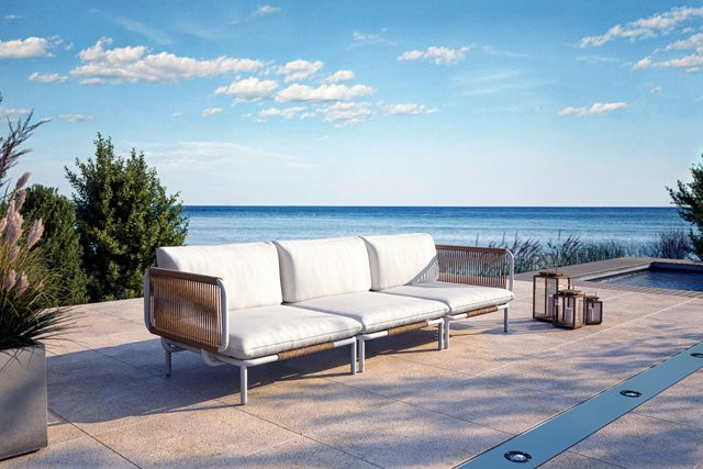 OUTFLEXX Visby Gartenlounge 3-teilig in Weiß mit Polstern und modernem Design aus Alu und Stahl - Bild 1