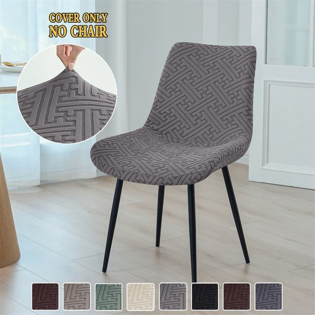 WANERQU Jacquard Stuhlhussen elastisch für Esszimmerstühle ohne Armlehnen in Beige, Gelb oder Grau - Bild 1