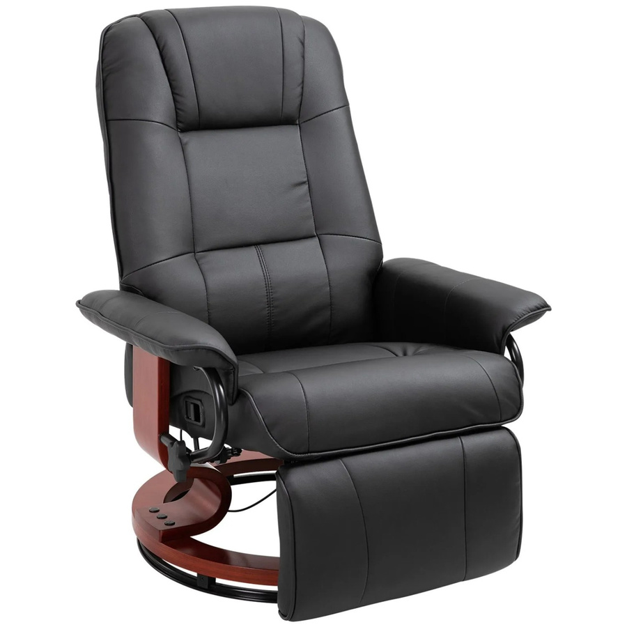 HOMCOM Relaxsessel aus Kunstleder in Schwarz mit Fußstütze, 360 Grad drehbar und 145 Grad neigbar, B/T/H: 78 x 87 x 100 cm - Bild 3