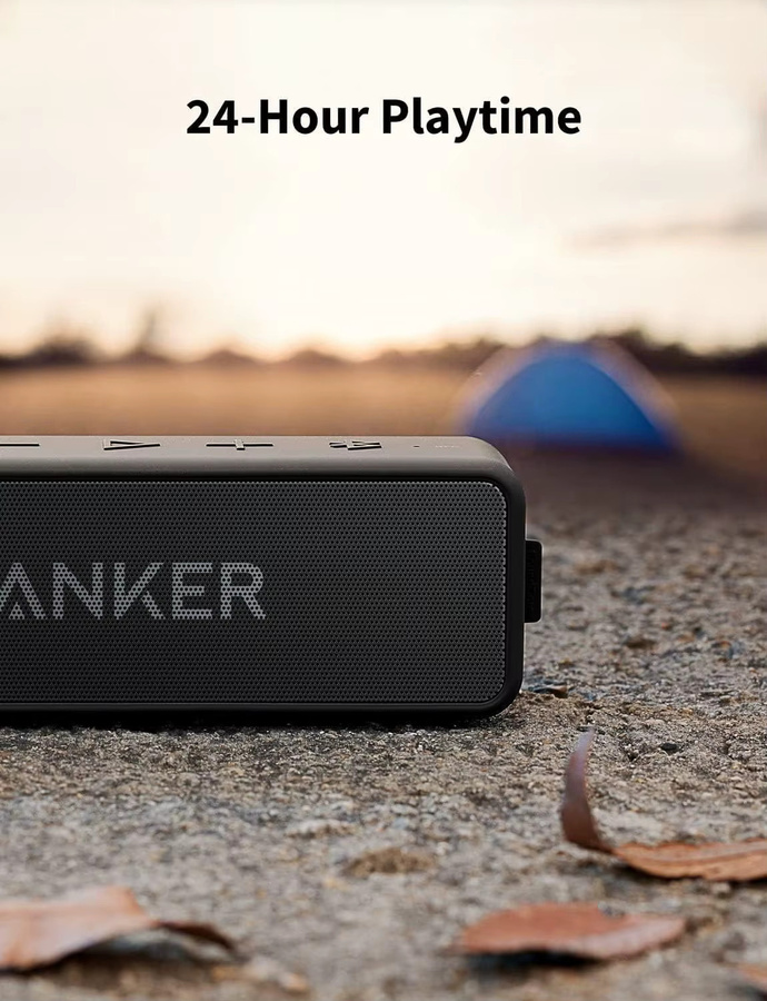 Anker SoundCore 2 Bluetooth Lautsprecher in Schwarz, Refurbished, mit IPX7 Wasserschutz und 24h Akkulaufzeit - Bild 5