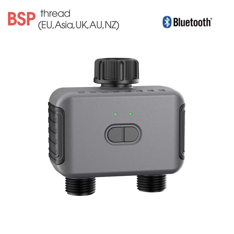 JUANJUAN Smart Bewässerung Timer mit 2 Auslässen, Bluetooth und Zigbee, programmierbarer Garten Wasser Timer für Schlauch und Sprinkler, kompatibel mit Alexa, Grau - Bild 6