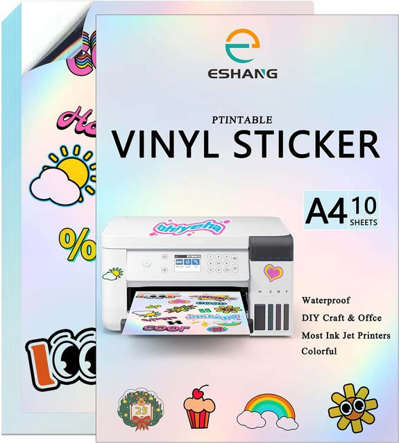 Holografische Regenbogen-Aufkleber zum Bedrucken für Tintenstrahldrucker, wasserfestes A4 Etikettenpapier für DIY-Bastelarbeiten, Multicolor - Bild 1