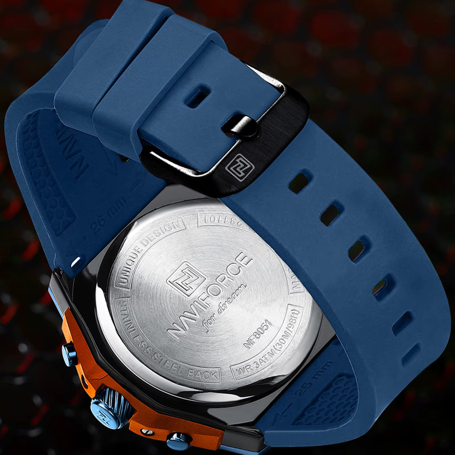 NAVIFORCE Armbanduhr Chronograph, Quarz, Silikon, Schwarz, Herren - Bild 4