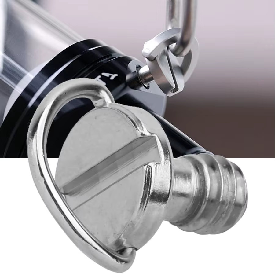 Lousxy 1/4 Zoll Kameraschraube mit zusammenklappbarem D-Ring in Silber für Schnellwechselplatten, Stativ, Einbeinstativ und Kamerakäfig - Bild 4