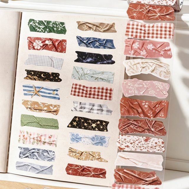 Vintage Washi Tape mit Pflanzen- und Blumenmuster für Scrapbooking und DIY Journaling, Multicolour, Breite: 4,5 cm, Länge: 200 cm - Bild 1