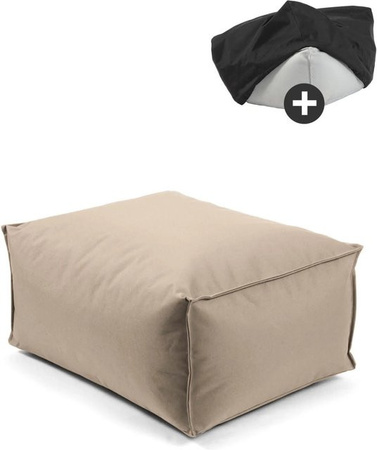 mokebo Outdoor Pouf Hocker Beige mit wasserabweisender Schutzhülle und EPS-Perlen Füllung