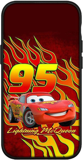 MINISO Handyhülle Supercar Cars Lightning McQueen 95 für iPhone 13 bis 16, Samsung Galaxy S23 S24, Xiaomi Redmi Note 11 12 13 Pro Max und OPPO Huawei in Rot/Multicolor - Bild 1