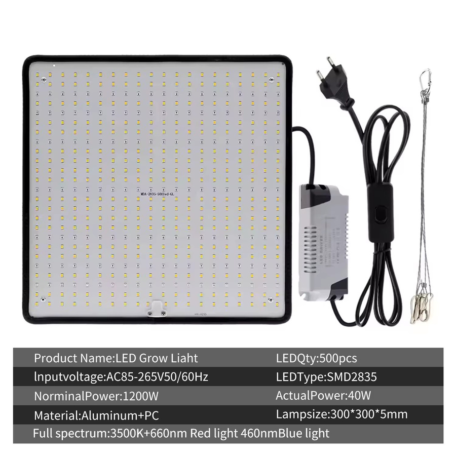 HGTUGO 2er-Set dimmbare Pflanzenwachstumsleuchten mit 500 LEDs, Vollspektrum LED-Wachstumslampen in Schwarz für Zimmerpflanzen und Gemüseanbau, Abdeckung: 91,44 x 91,44 cm - Bild 6