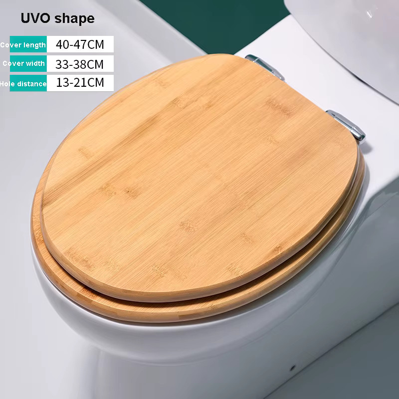 ZJMZYM Toilettensitz aus Bambus in Braun, oval und modern, Länge: 380 bis 470 mm - Bild 2