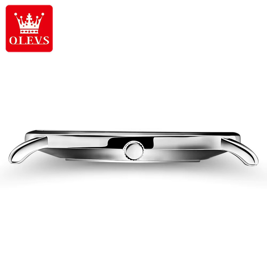 OLEVS Armbanduhr, Quarz, Edelstahl, Leder, Schwarz, Herren - Bild 2
