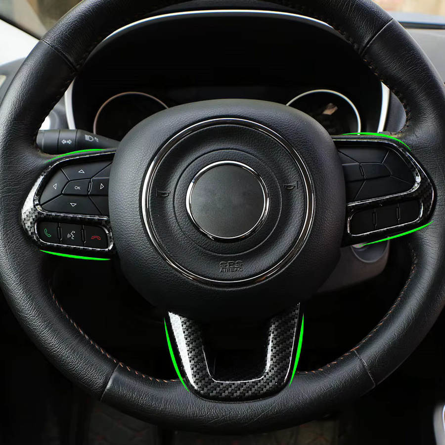 Lenkrad Trim Abdeckung für Jeep Renegade 2015-2022 und Jeep Compass 2017-2020 aus ABS in Schwarz - Bild 3