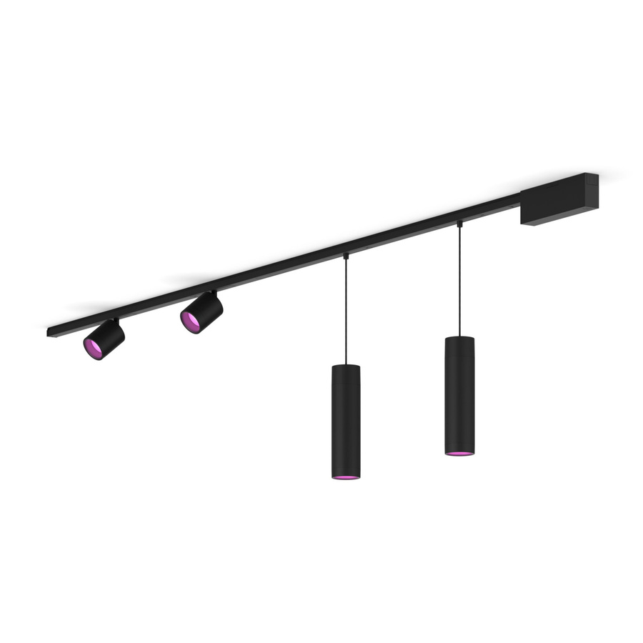 Philips Perifo Basis-set Gerade Deckenleuchte Schwarz mit 2 Spots und 2 Pendeln - Bild 1
