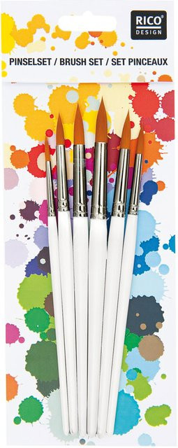 Rico Design Schul- und Hobbypinsel rund 6er Set in Weiß - Bild 1