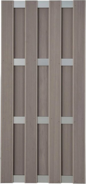GroJa Fertigzaun Hochkant Bi-Color aus WPC in Sand, B: 84,3 cm, H: 180 cm - Bild 1