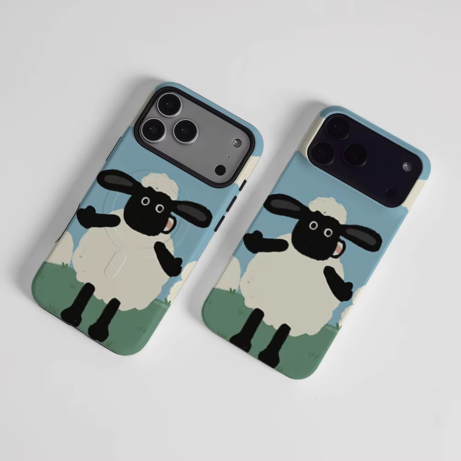 CaseLumi Matte Bumper Schutzhülle mit MagSafe für iPhone 17 16 15 14 13 Pro Max, Stoßfeste Harte PC Hülle mit Shaun Sheep Design, Mehrfarbig - Bild 2