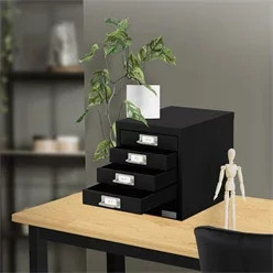 ML-Design Aktenschrank aus Metall mit 5 Schubladen in Schwarz für Büro und Homeoffice B/T/H: 38 x 38 x 33 cm - Bild 1