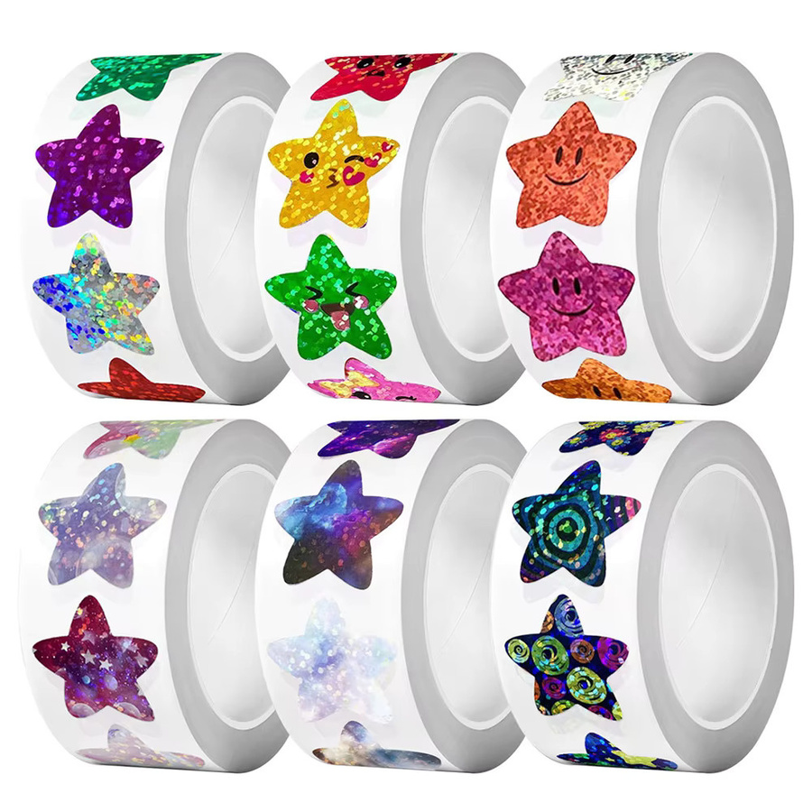 Charile Holographische Stern Aufkleber in Bunt für Kinder DIY Bastelset mit 500 Stück - Bild 1