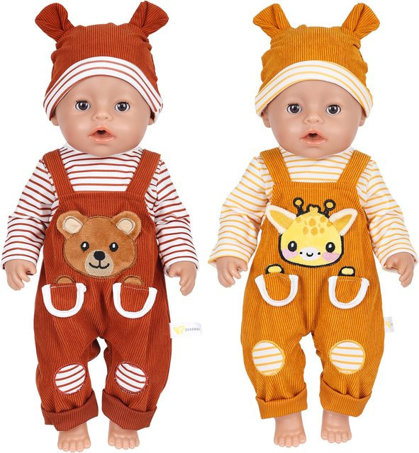 dearbei Puppenkleidung, Bären- und Giraffen-Kostüm, gestreifter Overall mit Hut, Zubehör - Bild 1
