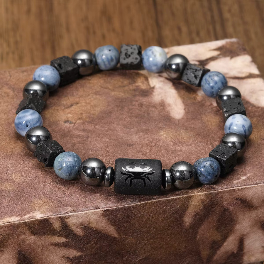 SANSWL Armband, blaue Korallen-Lavasteine, Steinperlen, Herren - Bild 3