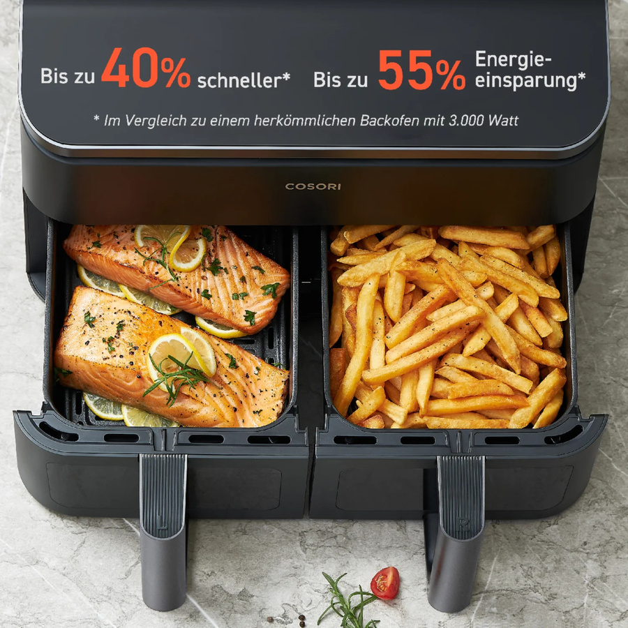 COSORI Heißluftfritteuse Dual Basket CAF-R901-AEUR mit Digitalanzeige, Schwarz, 8,5 Liter - Bild 4