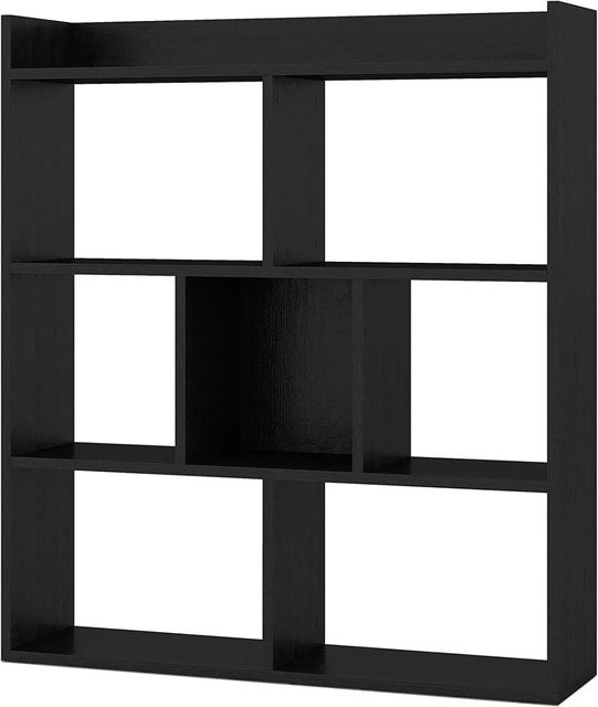 Costway Bücherregal mit 7 Fächern in Schwarz, modernes Standregal mit B/T/H: 80 x 20 x 90 cm - Bild 1