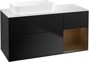 V&B Waschtischunterschrank Finion mit Wandbeleuchtung, Blau Lacquer, B/T: 120 x 60 cm - Bild 1