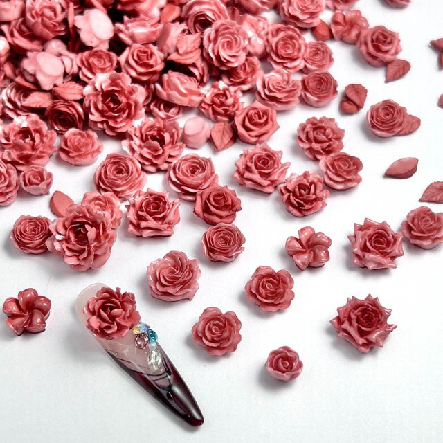 Lotus Pfingstrose Rose Harz Nail Art Charms, 3D leuchtende Blattblumen, Nageldekorationen - Bild 1