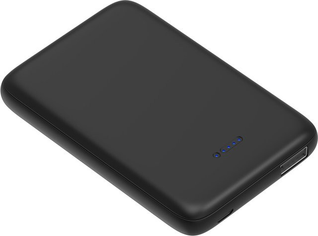 XLayer Powerbank Wireless Charger mit 5000 mAh in Schwarz mit Micro-USB und USB-A Anschlüssen - Bild 1