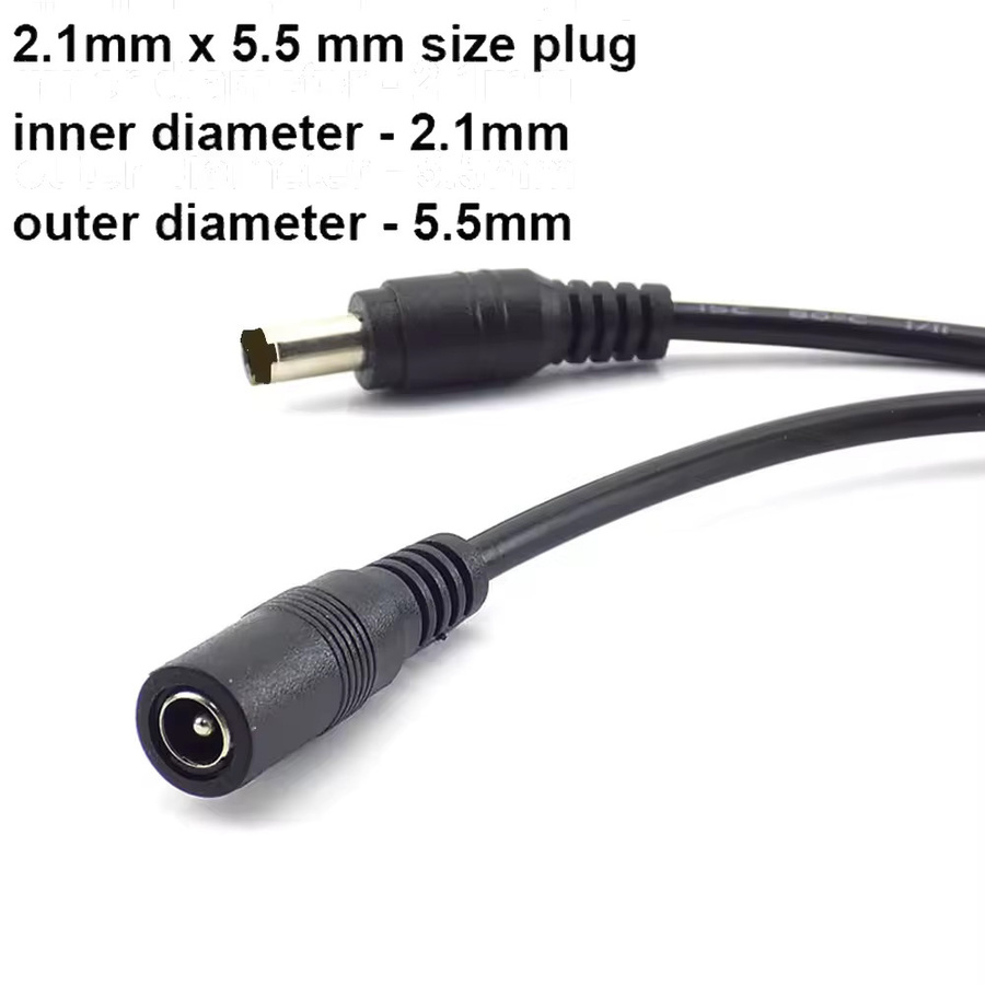JIEN DC Kabel Stecker Set mit männlichen und weiblichen 5,5x2,1mm Hohlsteckverbindern in Schwarz - Bild 3