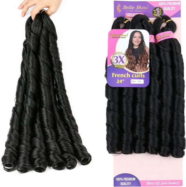 Lyjhjz Haarbündel, französisch lockig, synthetisch, 24 Zoll, 3 Stück - Bild 1