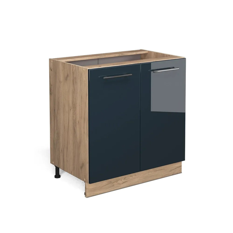 Vicco Spülenunterschrank Fame-Line Eiche Dunkelblau Hochglanz Breite: 80 cm ohne Arbeitsplatte - Bild 3