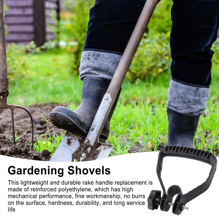 Universeller Metall-D-Griff Schaufelgriff-Ersatz mit Schnellklemme in Schwarz für Schneeschaufeln und Gartenwerkzeuge - Bild 5