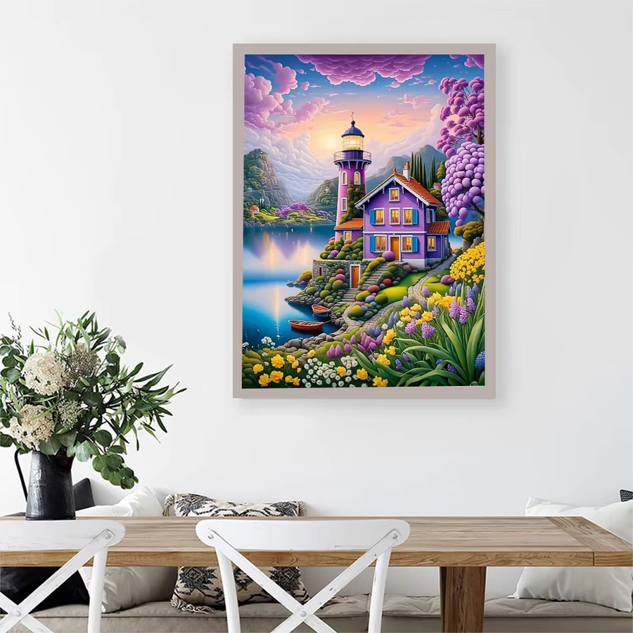 EverShine DIY Diamond Painting Set Leuchtturm Landschaft Mosaik Kit Multicolour - Bild 3