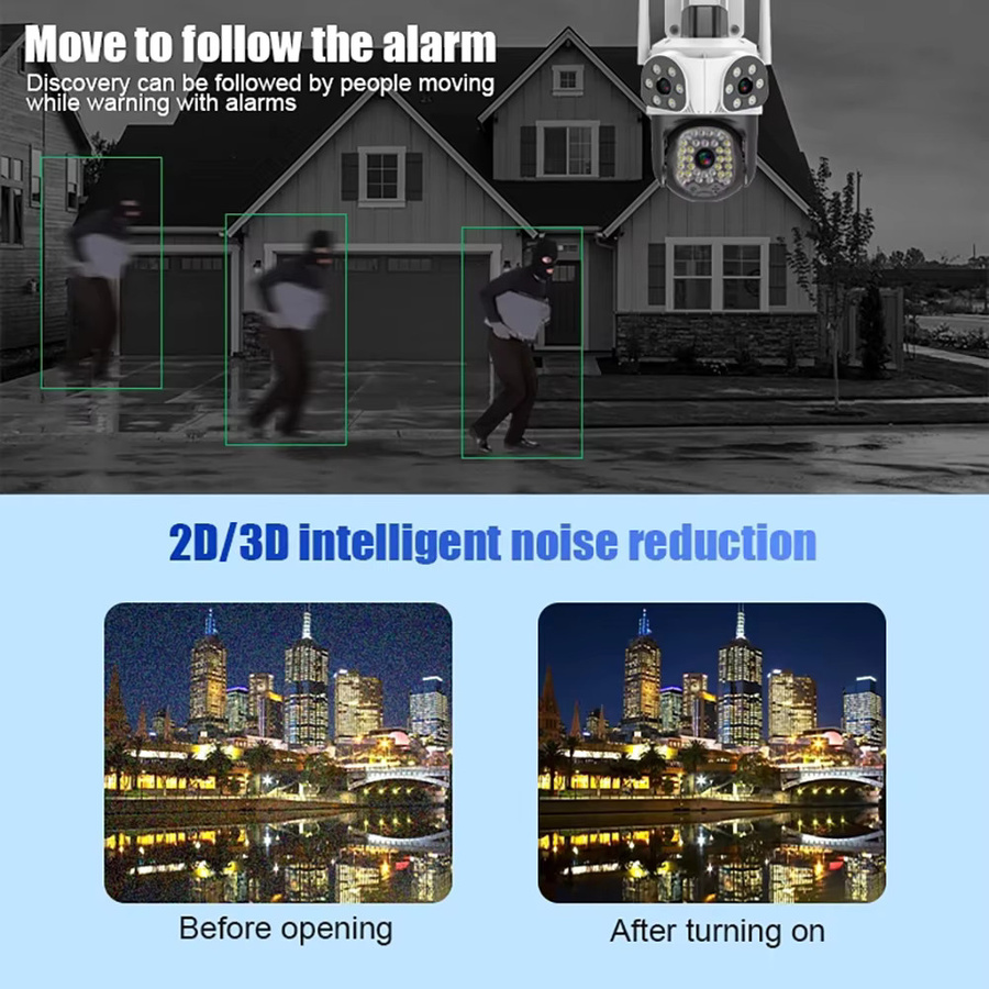 Eye4U WiFi Outdoor PTZ Überwachungskamera mit 15MP Triple-Lens, Drei-Bildschirm-Ansicht und Motion Tracking in Weiß - Bild 5