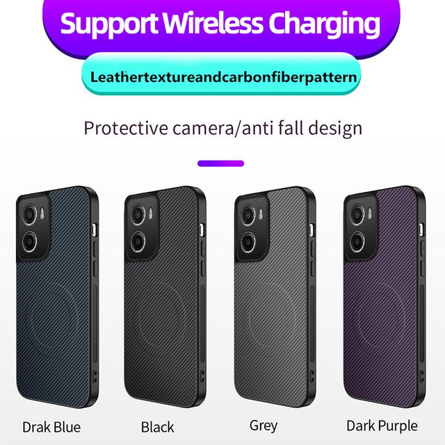 Magsafe Handyhülle mit Kohlefaser-Textur für Motorola Edge 70 60 50 40 Fusion 60 Pro 5G und Moto G06 G85 in Schwarz und Lila - Bild 1