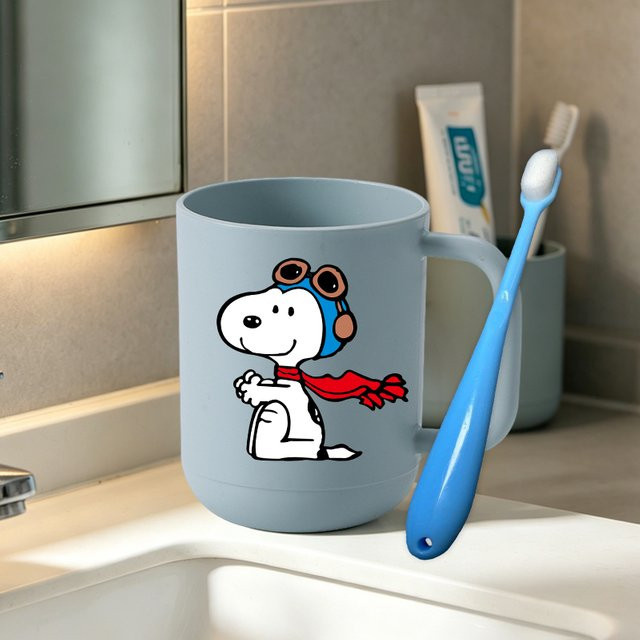 Bandai Snoopy Zahnbürsten-Set mit Zahnbürstenhalter und Becher in Blau für Kinder - Bild 1