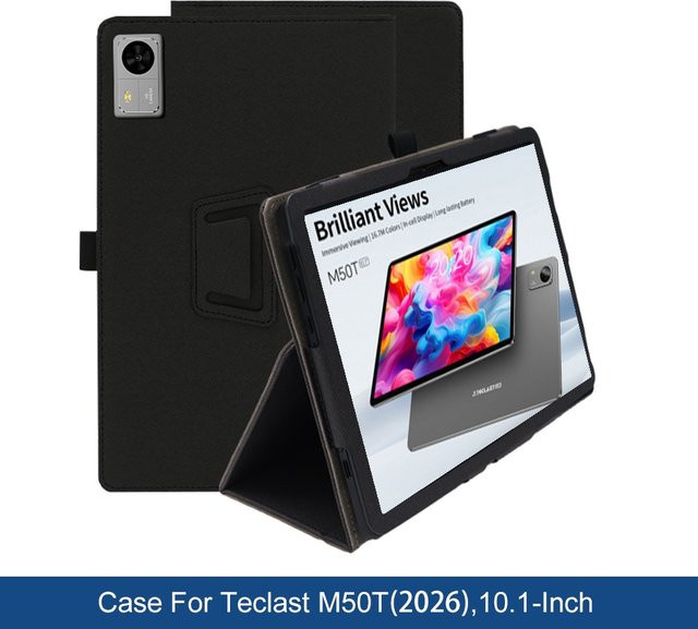 Teclast M50T (2026) 10,1 Zoll Schutzhülle aus PU-Leder in Schwarz mit Stifthalter und Handschlaufe - Bild 1
