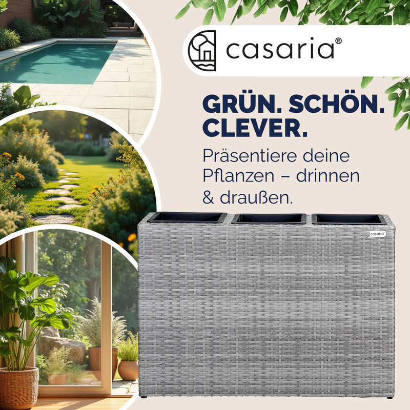 CASARIA® Polyrattan Blumentopf Grau, rechteckig, B/T/H: 83 x 30,5 x 60 cm - Bild 4