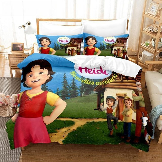 Bettwäsche Set Heidi Mädchen der Alpen mit Bettbezug und Kissenbezug, Microfaser, Mehrfarbig, B/H: 210 x 210 cm - Bild 1