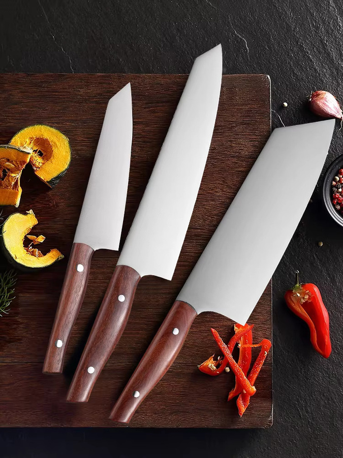 MOSTODOZO 3-teiliges professionelles japanisches Küchenmesser-Set aus X50Cr15MoV Edelstahl mit Allzweckmesser, Kiritsuke und Hackmesser - Bild 6