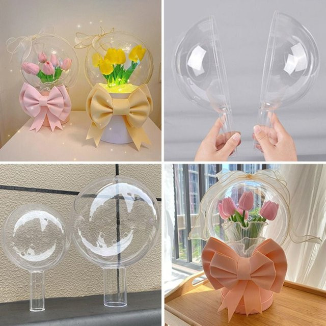 Transparente Acryl-Blumenbox für DIY-Blumensträuße, runde Bouquet-Halterung für Hochzeiten, Geburtstage und Partys - Bild 1