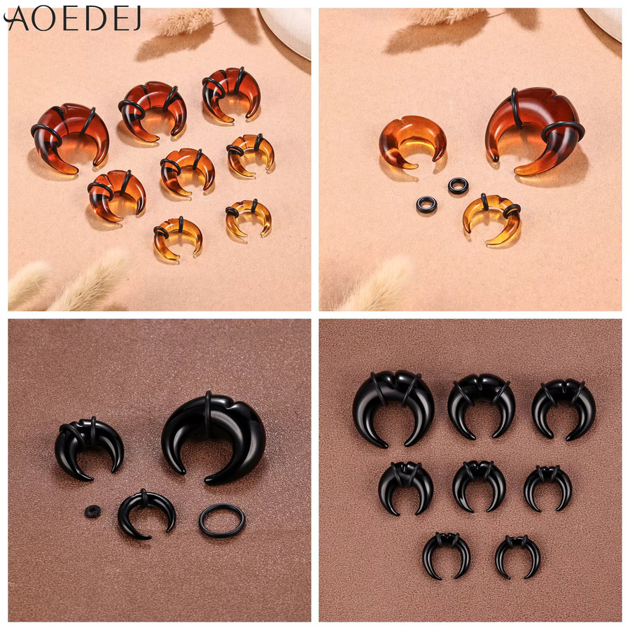 AOEDEJ Nasenringe, Ohrstöpsel und Tunnel, Glas, Bunt, Unisex, 1,6 mm-16 mm - Bild 3