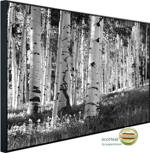 papermoon EcoHeat Infrarotheizung Birkenwald Schwarz Weiss mit App-Steuerung und Überhitzungsschutz - Bild 1