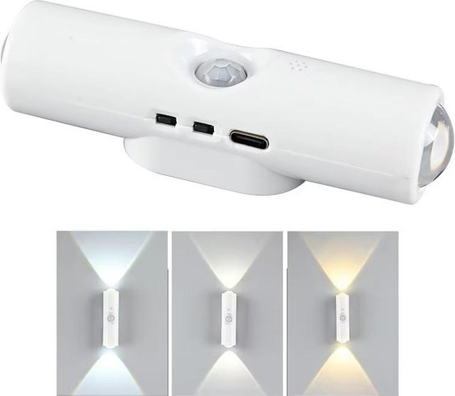 Meiteai-Home Magnetisches LED-Nachtlicht mit Bewegungssensor und RGB-Farbeffekt, Wiederaufladbare intelligente Wandleuchte für Schlafzimmer, Badezimmer und Garten in Weiß und Multicolour - Bild 1