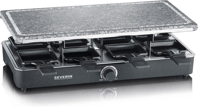 Severin Raclette mit Natursteinplatte, 1300 Watt, Schwarz, mit Keramik-Beschichtung und einstellbarem Thermostat - Bild 1