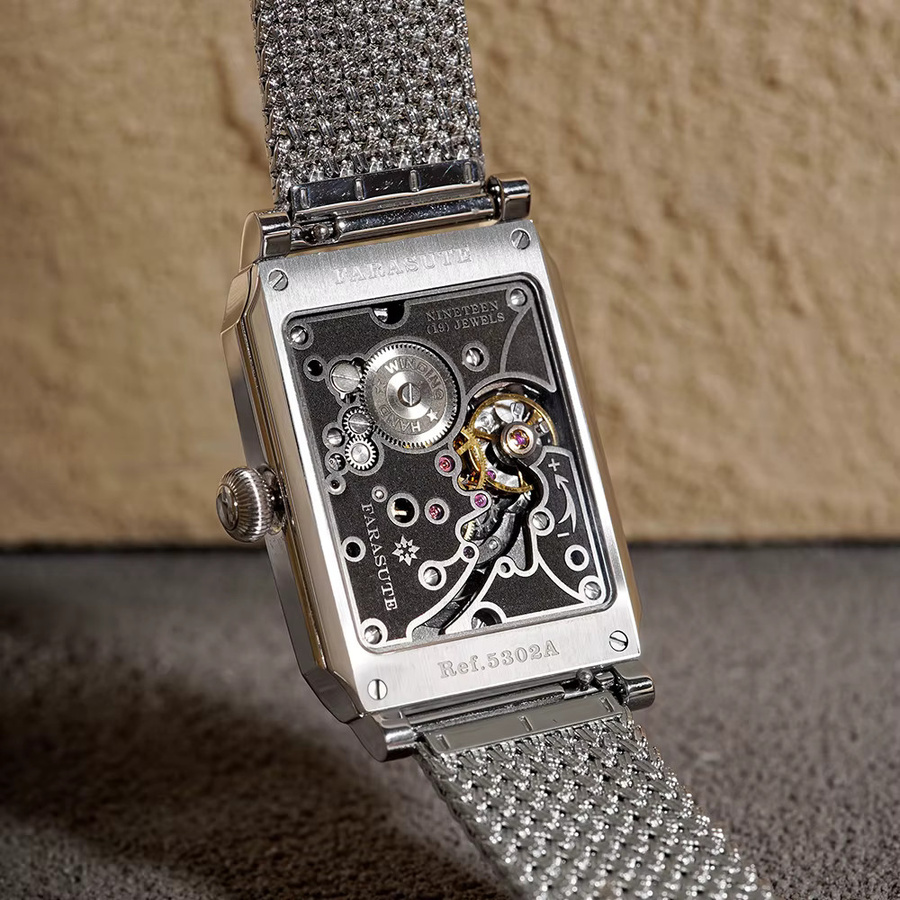 FARASUTE Armbanduhr Edelstahl, Handaufzug, Saphirglas, Schwarz, Herren - Bild 3