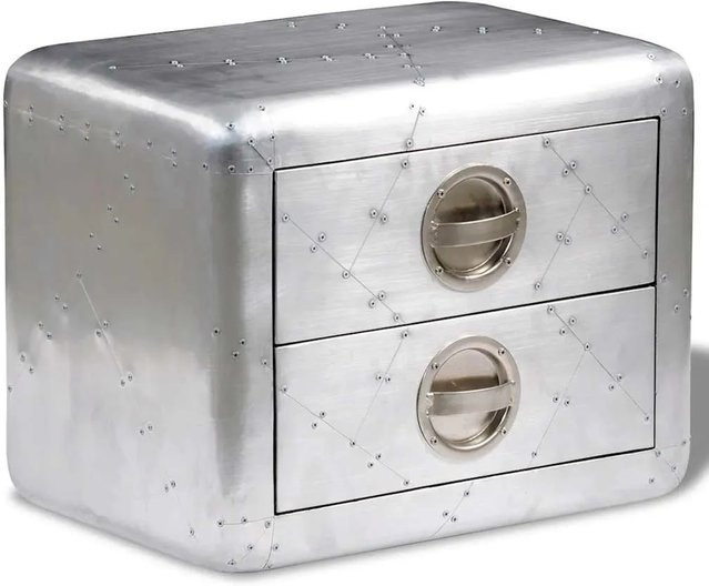 vidaXL Aviator Beistelltisch Aluminium Vintage Flugzeugstil in Silber, B/T/H: 40,0 x 35,0 x 50,0 cm - Bild 1