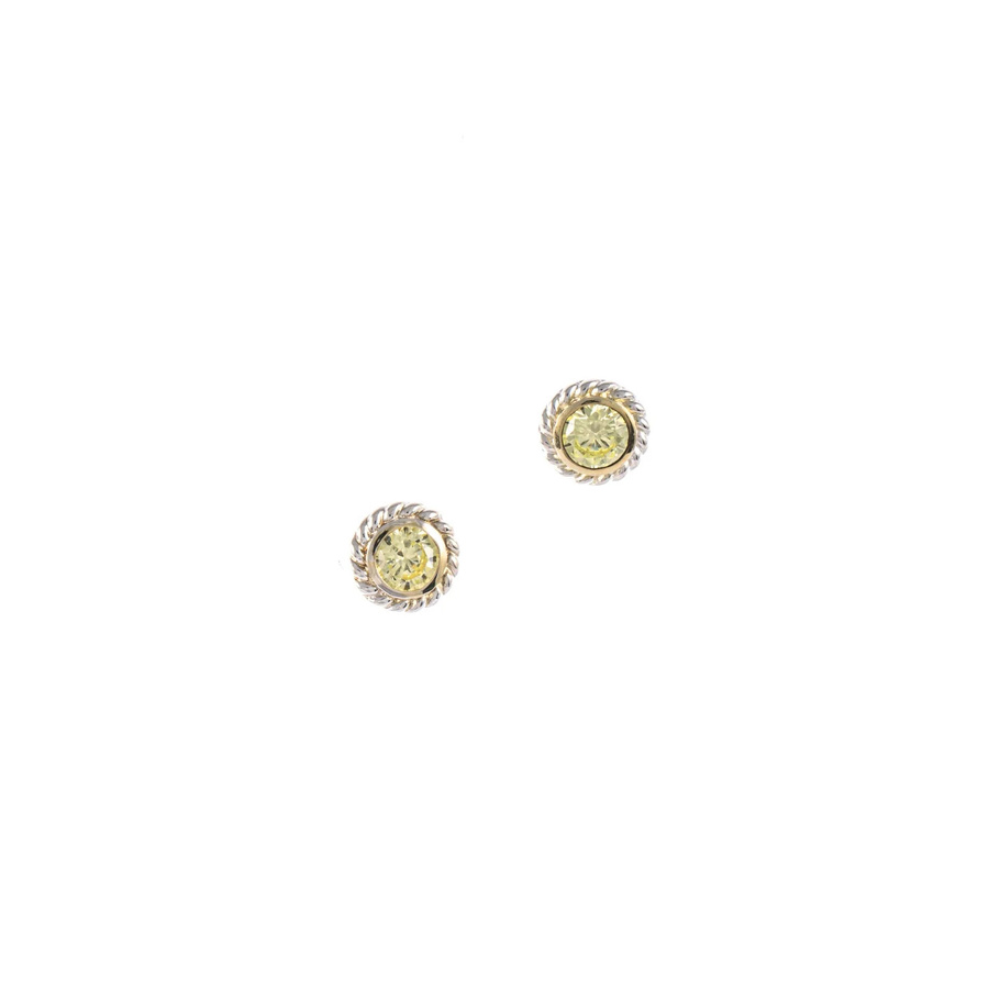 Ohrstecker 925 Silber, teilvergoldet, Zirkonia, hellgrün, Unisex - Bild 1