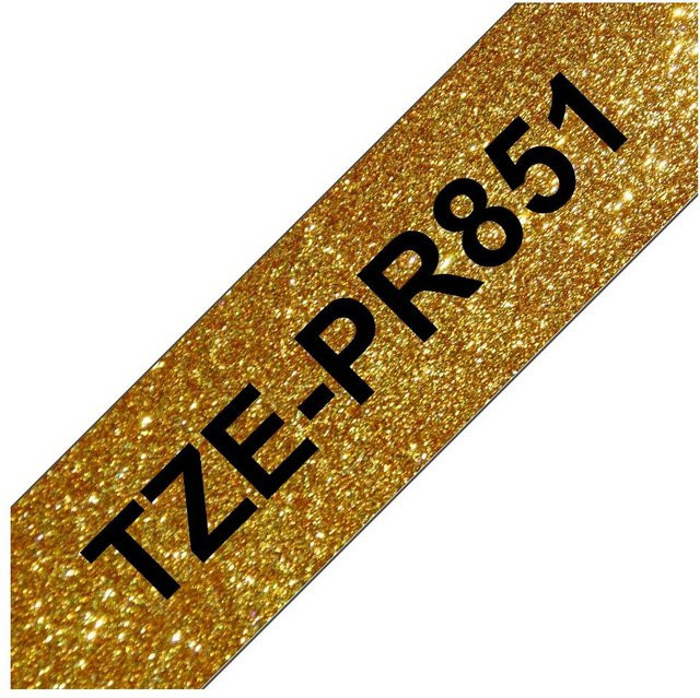 Brother P-touch Premium Schriftband TZe-PR851 mit schwarzer Schrift auf goldener Glitzer-Oberfläche, Breite: 24 mm, Länge: 8 m - Bild 2
